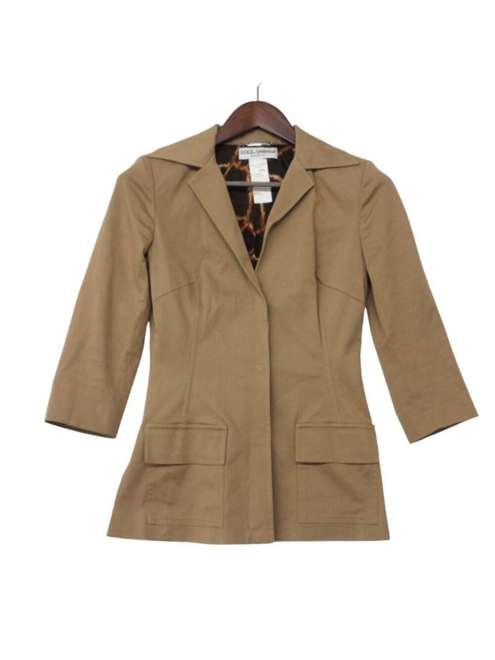 Dolce & Gabbana Tailored Jacket Giraffe Pattern Lining Tight Slim 3/4 Sleeves